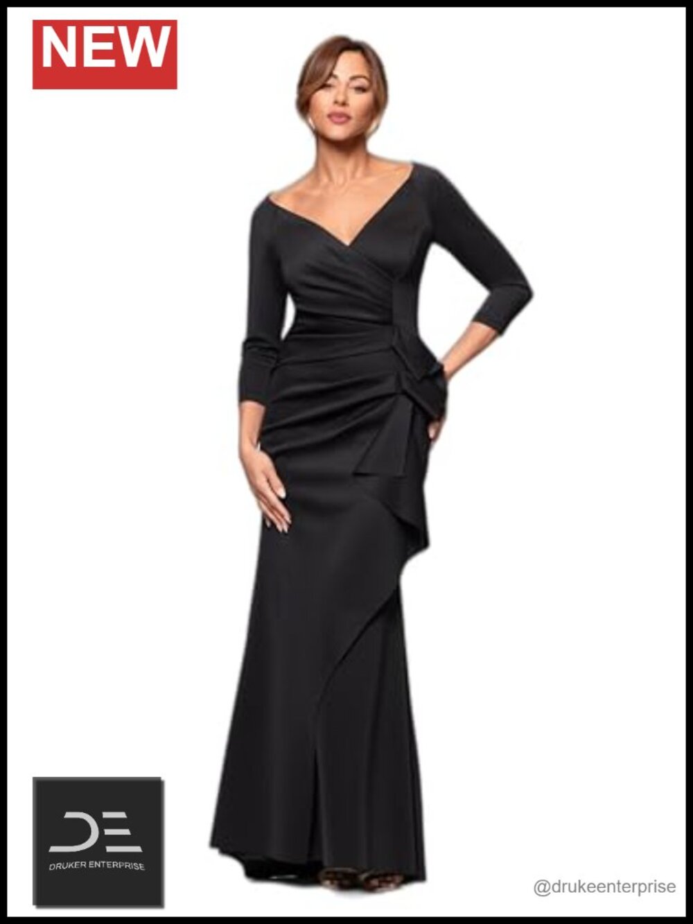Xscape Women's Floor Length V-Neck Bodycon Evening Gown